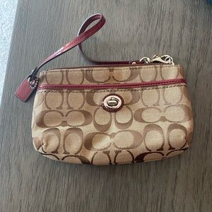 Coach Brown Turn-lock Double Compartment Wristlet